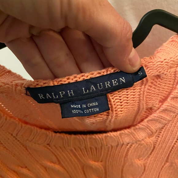 RALPH LAUREN KNITTED PEACH CREW NECK PULLOVER - SM - Picture 2 of 3